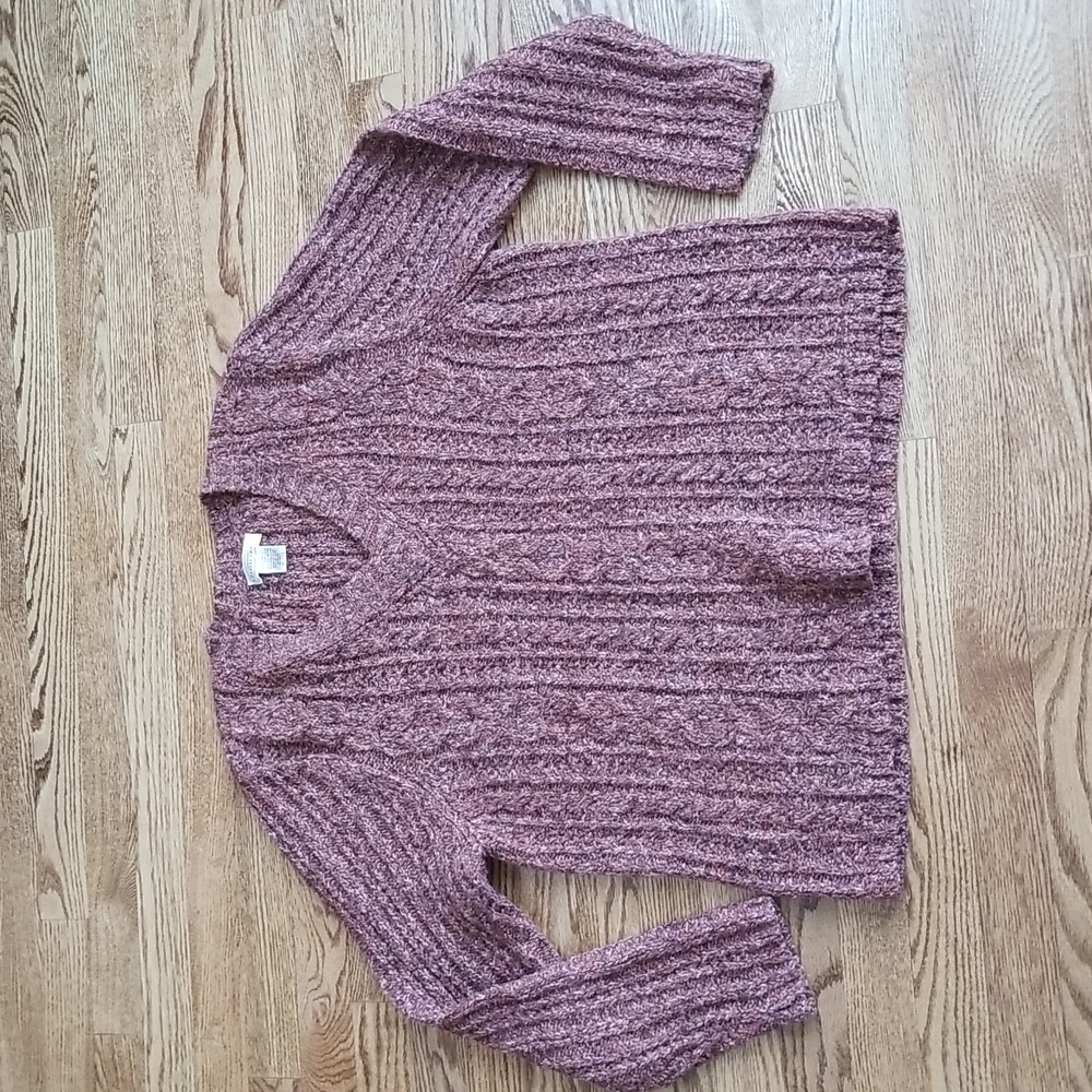 (XL) Northern Reflections Women's Thick Wool Blend Cable Knit V Neck Sweater